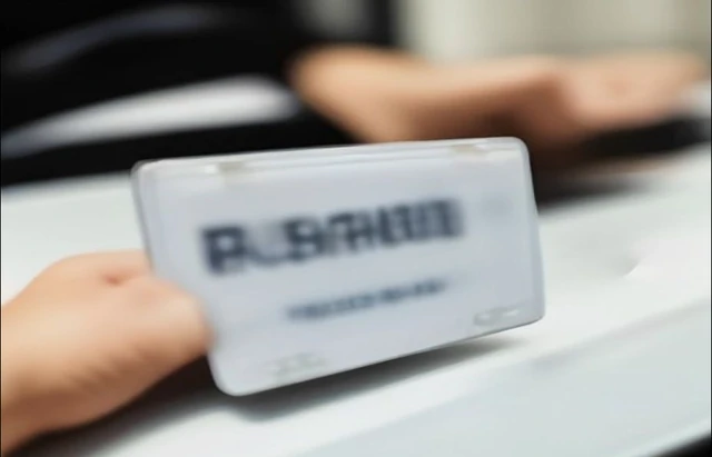 Example proof photo: hands holding a blank license plate at a counter
